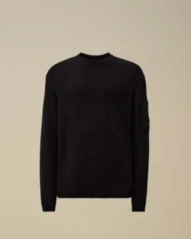 Cotton Sea Island Ribs Crewneck Lens Sweater