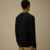 Cotton Sea Island Ribs Crewneck Lens Sweater