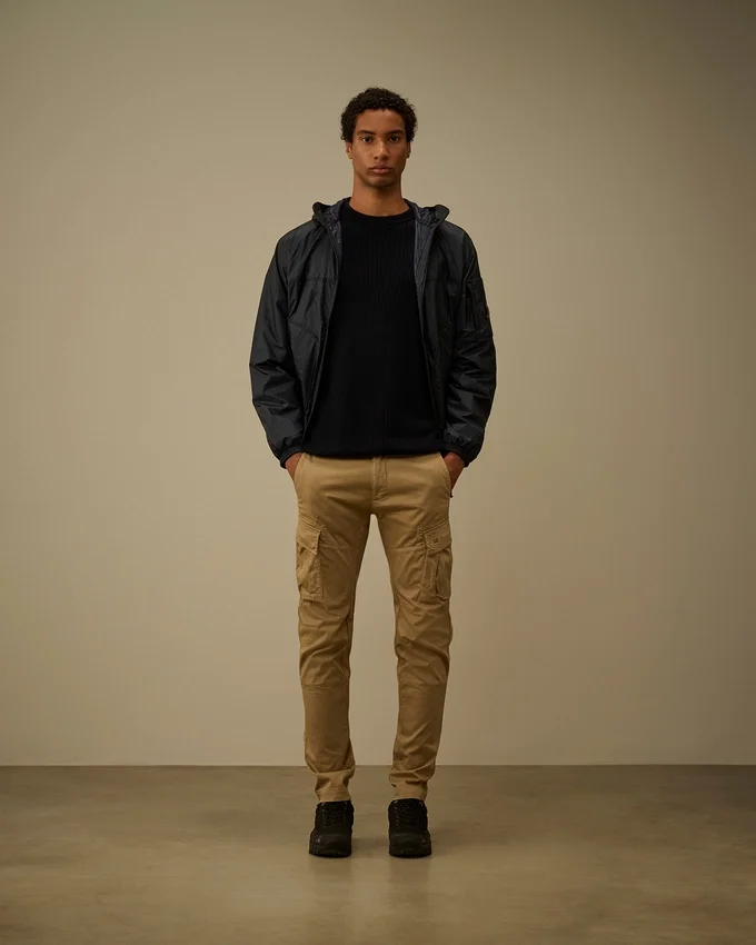 Cotton Sea Island Ribs Crewneck Lens Sweater
