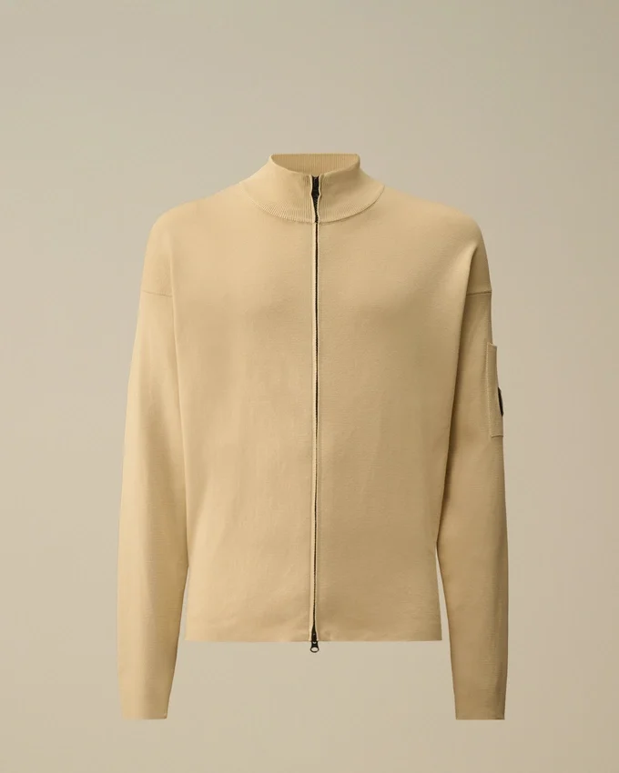 Cotton Sea Island Zipped Lens Cardigan