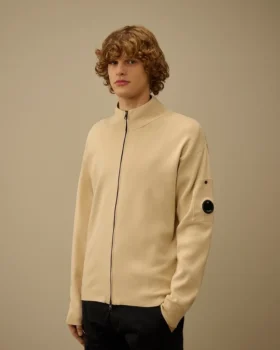 Cotton Sea Island Zipped Lens Cardigan