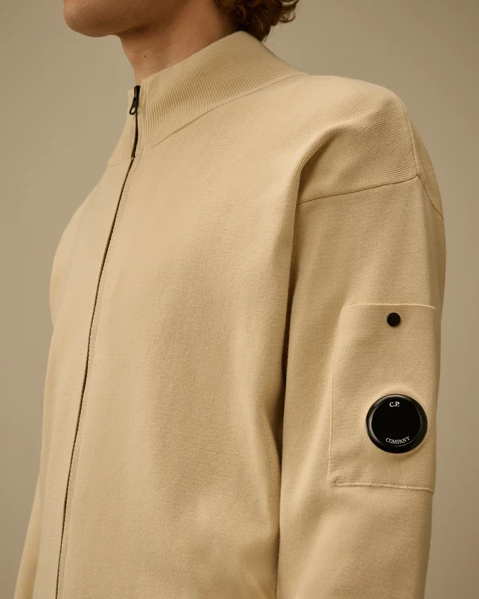 Cotton Sea Island Zipped Lens Cardigan