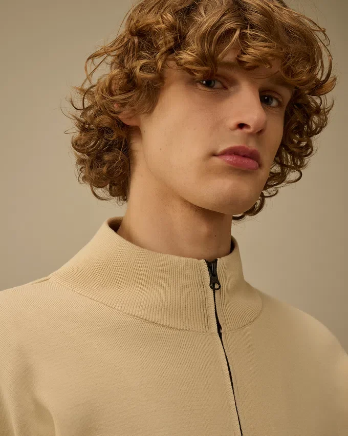 Cotton Sea Island Zipped Lens Cardigan