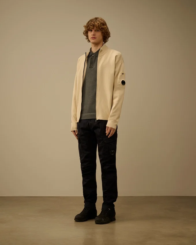 Cotton Sea Island Zipped Lens Cardigan
