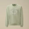 Diagonal Fleece Boxy Logo Crewneck Sweatshirt