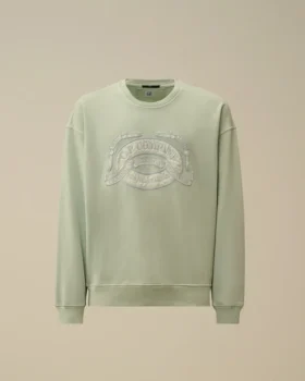 Diagonal Fleece Boxy Logo Crewneck Sweatshirt