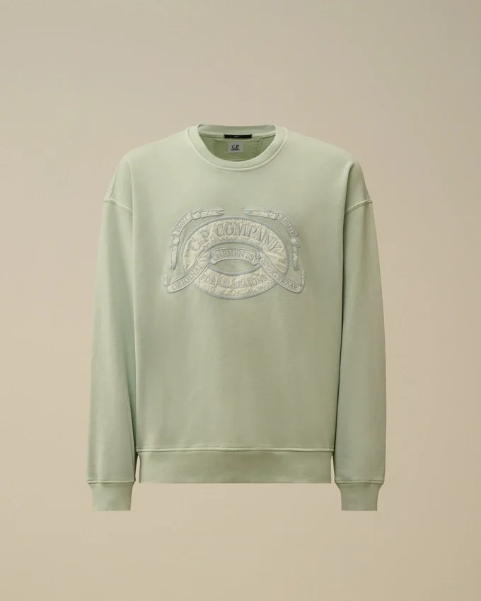 Diagonal Fleece Boxy Logo Crewneck Sweatshirt