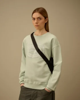 Diagonal Fleece Boxy Logo Crewneck Sweatshirt