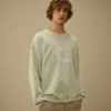 Diagonal Fleece Boxy Logo Crewneck Sweatshirt