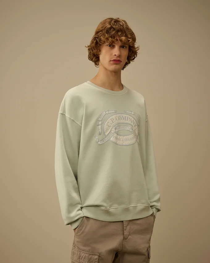 Diagonal Fleece Boxy Logo Crewneck Sweatshirt