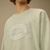 Diagonal Fleece Boxy Logo Crewneck Sweatshirt