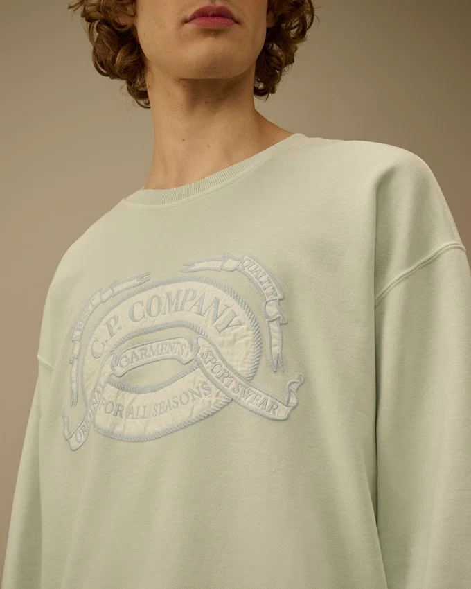 Diagonal Fleece Boxy Logo Crewneck Sweatshirt