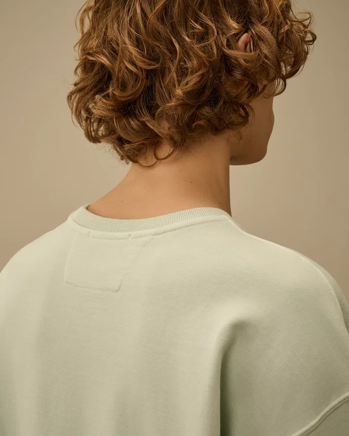 Diagonal Fleece Boxy Logo Crewneck Sweatshirt