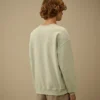 Diagonal Fleece Boxy Logo Crewneck Sweatshirt