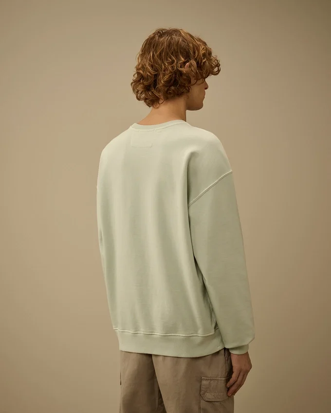 Diagonal Fleece Boxy Logo Crewneck Sweatshirt