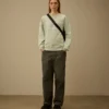 Diagonal Fleece Boxy Logo Crewneck Sweatshirt