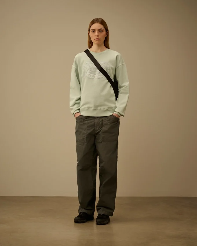 Diagonal Fleece Boxy Logo Crewneck Sweatshirt