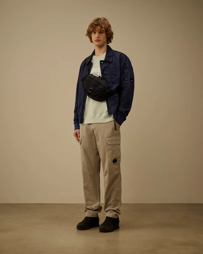 Diagonal Fleece Boxy Logo Crewneck Sweatshirt