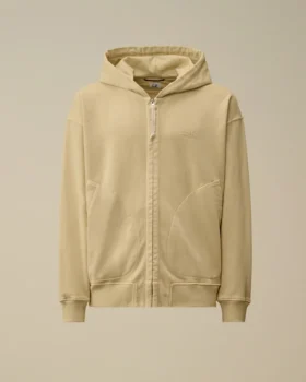 Diagonal Fleece Boxy Zip Hooded Sweatshirt