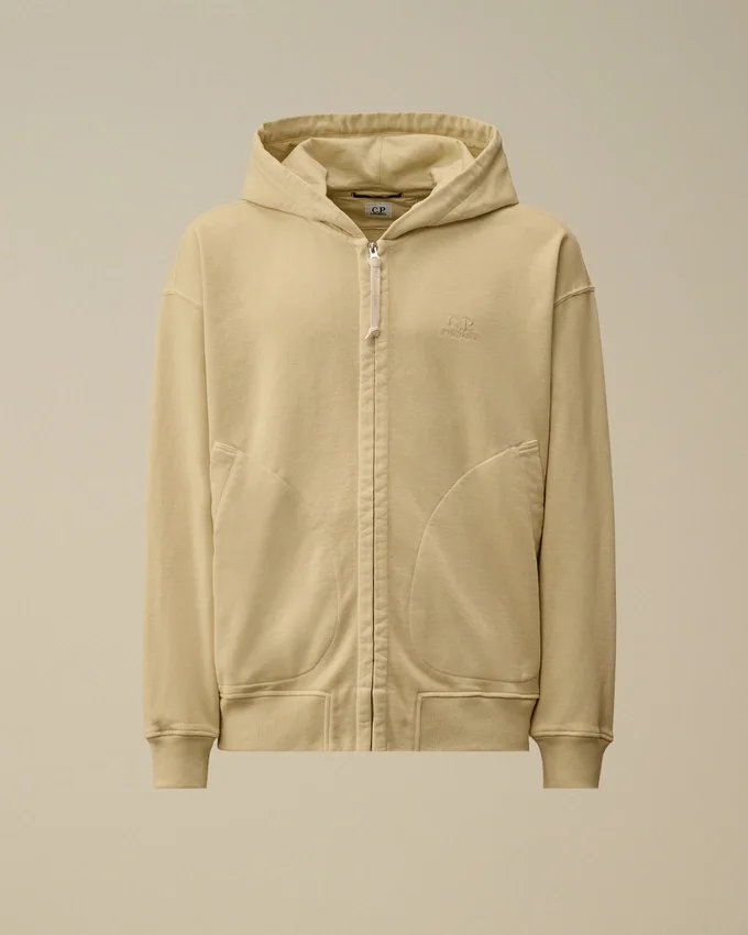 Diagonal Fleece Boxy Zip Hooded Sweatshirt