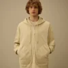Diagonal Fleece Boxy Zip Hooded Sweatshirt