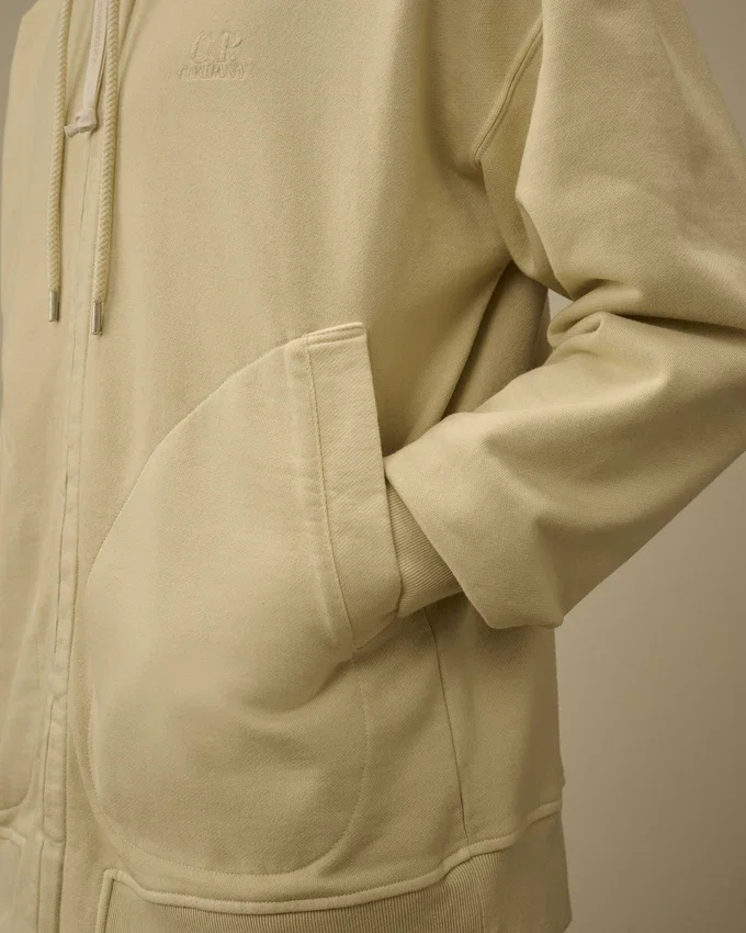 Diagonal Fleece Boxy Zip Hooded Sweatshirt