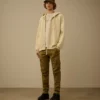 Diagonal Fleece Boxy Zip Hooded Sweatshirt