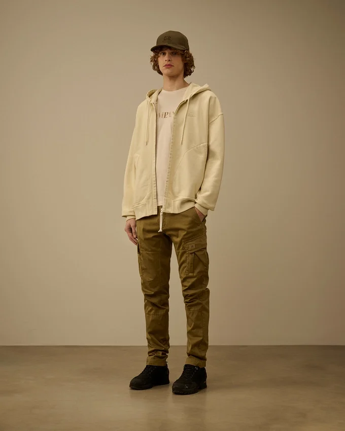 Diagonal Fleece Boxy Zip Hooded Sweatshirt