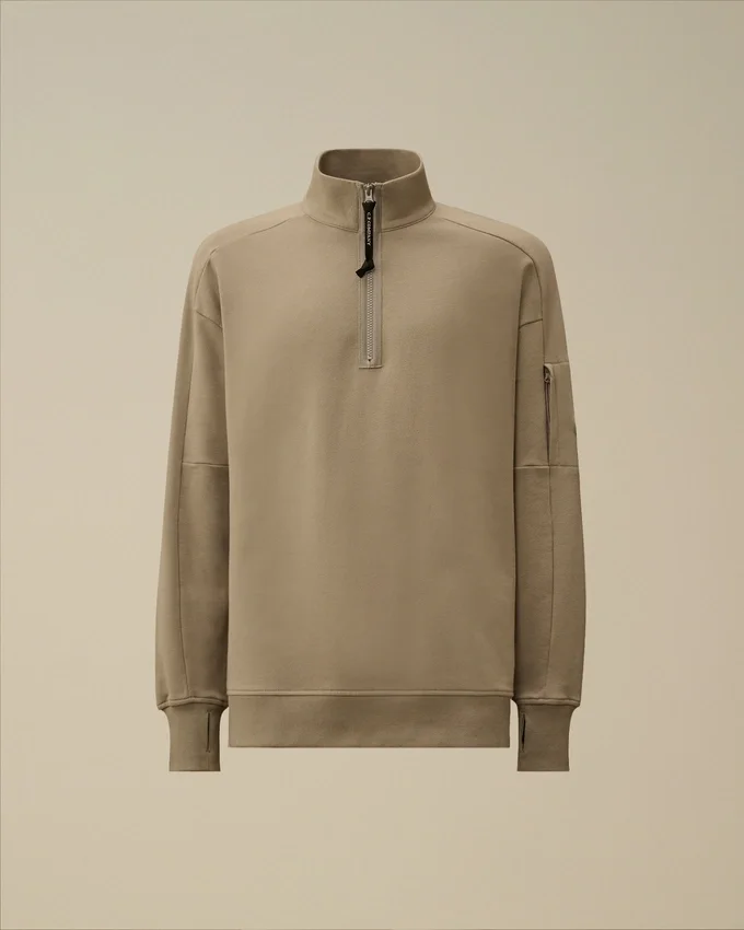 Diagonal Raised Fleece Half Zip Lens Sweatshirt