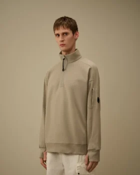 Diagonal Raised Fleece Half Zip Lens Sweatshirt