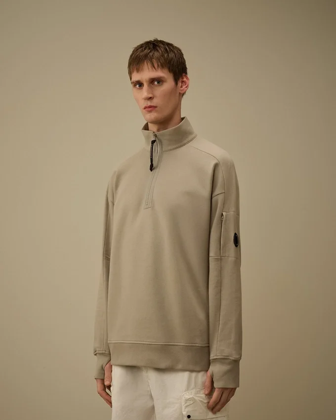 Diagonal Raised Fleece Half Zip Lens Sweatshirt