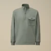 Diagonal Raised Fleece Half Zip Sweatshirt