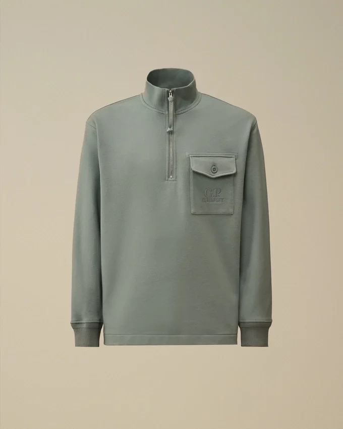 Diagonal Raised Fleece Half Zip Sweatshirt