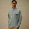 Diagonal Raised Fleece Half Zip Sweatshirt