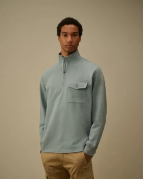 Diagonal Raised Fleece Half Zip Sweatshirt