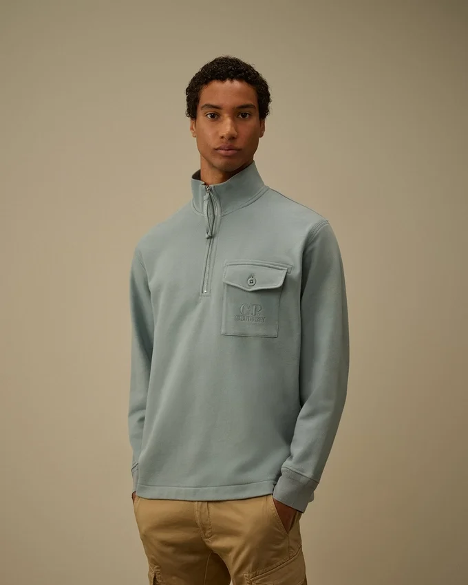 Diagonal Raised Fleece Half Zip Sweatshirt