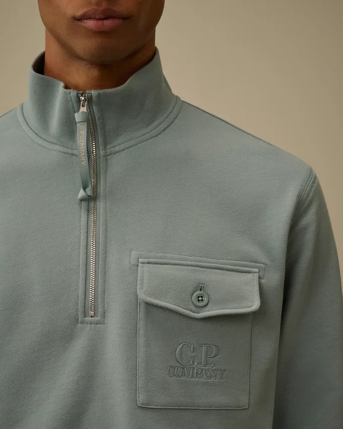 Diagonal Raised Fleece Half Zip Sweatshirt