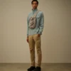 Diagonal Raised Fleece Half Zip Sweatshirt