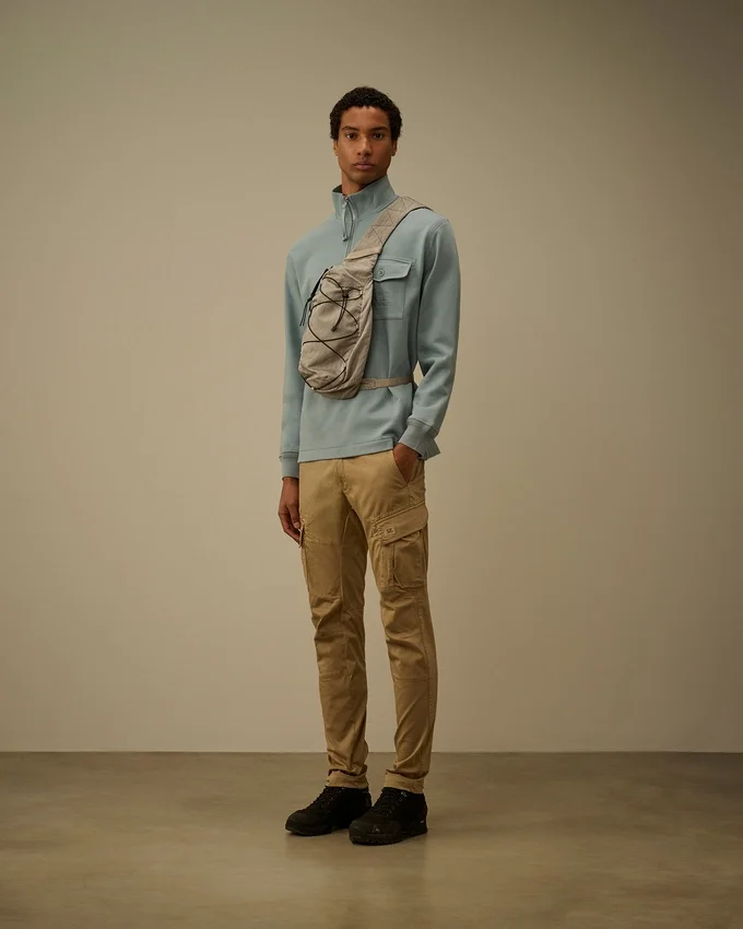 Diagonal Raised Fleece Half Zip Sweatshirt