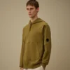 Diagonal Raised Fleece Hooded Lens Sweatshirt