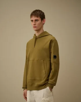 Diagonal Raised Fleece Hooded Lens Sweatshirt