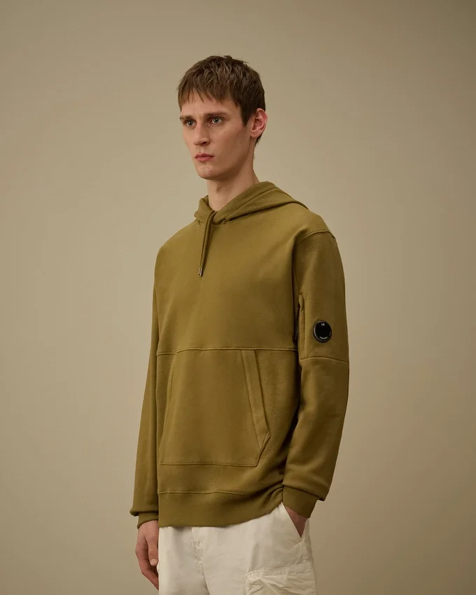 Diagonal Raised Fleece Hooded Lens Sweatshirt