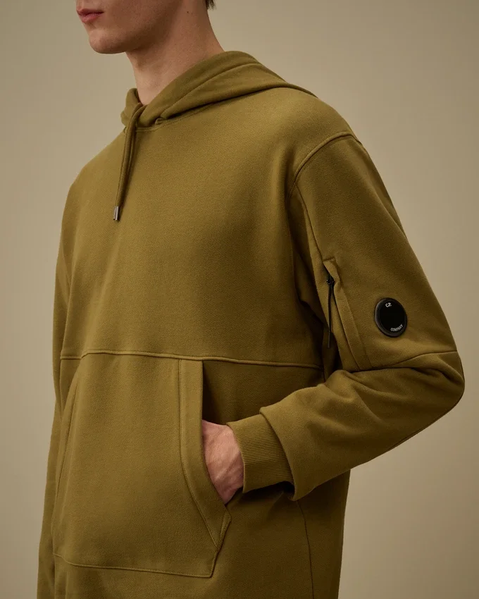 Diagonal Raised Fleece Hooded Lens Sweatshirt