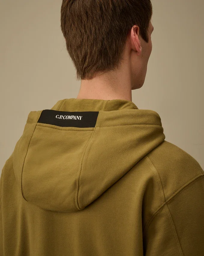 Diagonal Raised Fleece Hooded Lens Sweatshirt