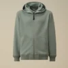 Diagonal Raised Fleece Zip Hooded Sweatshirt