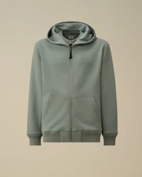 Diagonal Raised Fleece Zip Hooded Sweatshirt