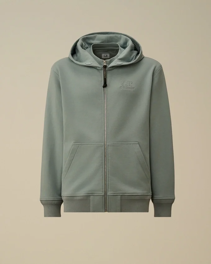 Diagonal Raised Fleece Zip Hooded Sweatshirt