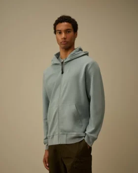 Diagonal Raised Fleece Zip Hooded Sweatshirt