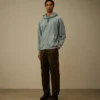 Diagonal Raised Fleece Zip Hooded Sweatshirt