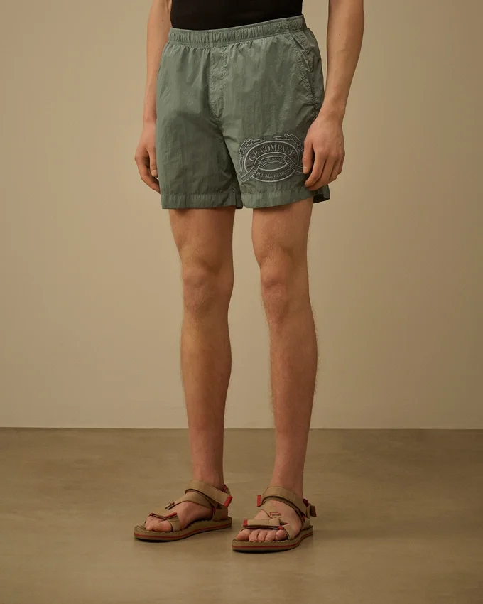 Eco-Chrome R Graphic Embroidery Swim Shorts
